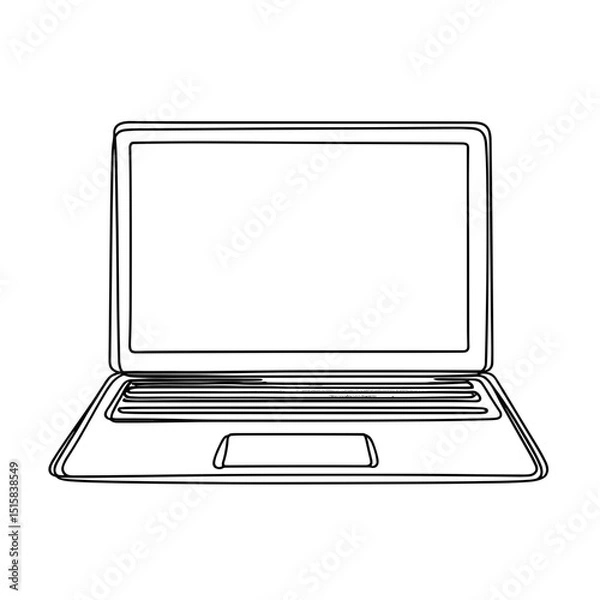 Obraz Open laptop in minimalist outline style