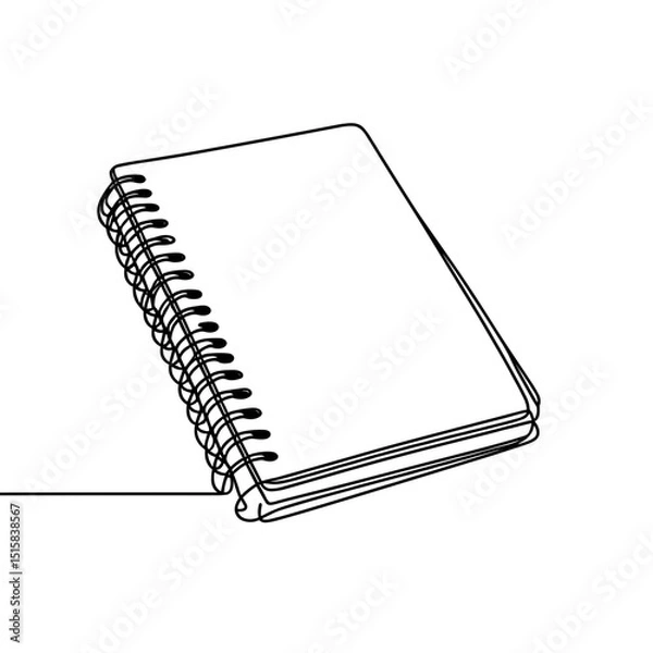 Obraz Closed spiral notebook in continuous line art