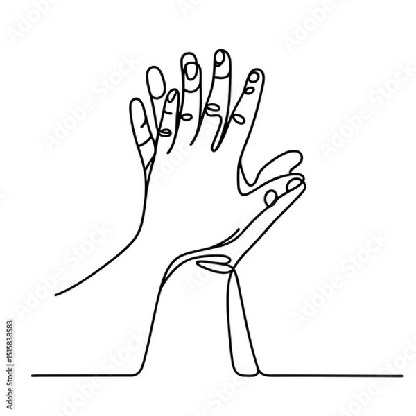 Obraz Two hands giving high five in line drawing