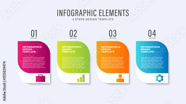 Fototapeta 4 Steps Process Vector Infographic Template With Business Icons And Space For Text