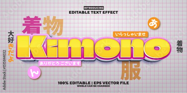 Fototapeta Kimono editable text effect in modern trend style