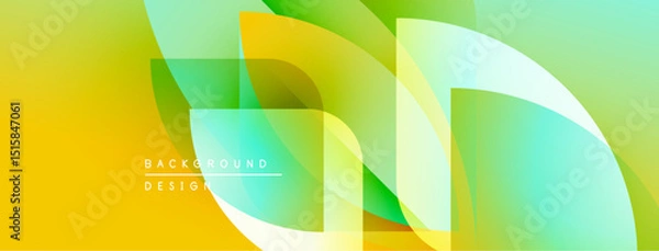 Fototapeta Abstract yellow, green gradients overlap. Modern design features flowing shapes, text reads background design. Bright, dynamic visual composition.