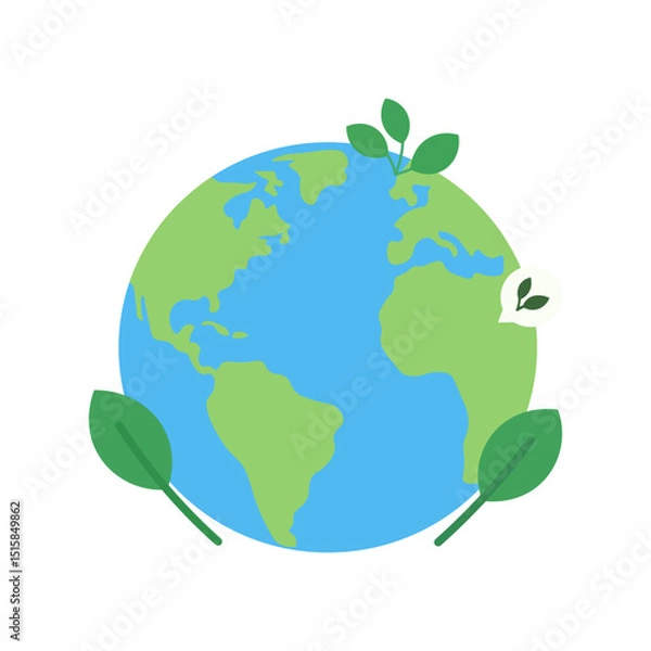 Obraz Eco-Friendly Earth Globe with Leaves for Sustainability