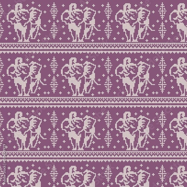 Fototapeta seamless floral pattern pixel art 