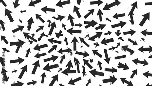 Fototapeta Abstract pattern of many black arrows on white background