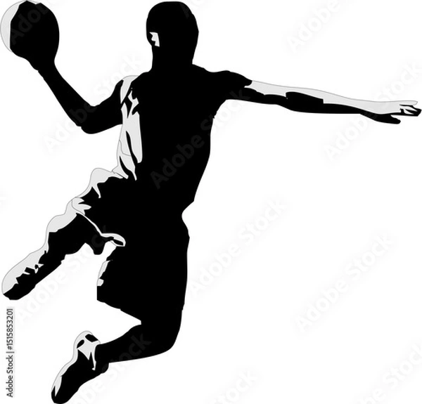 Obraz Silhouette of a basketball player jumping 2