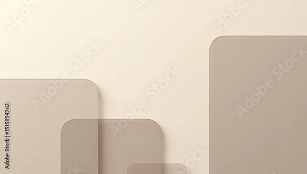 Obraz Minimalist Abstract Background with Rounded Squares in Neutral Beige Tones