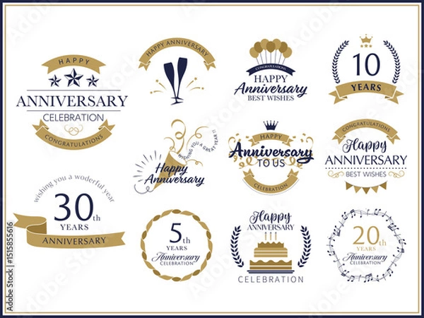 Obraz エレガントな記念日デザインと周年祝いのバナーセット