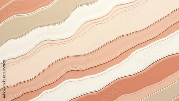 Obraz Abstract Wavy Stripes Background in Neutral Earth Tones for Creative Design