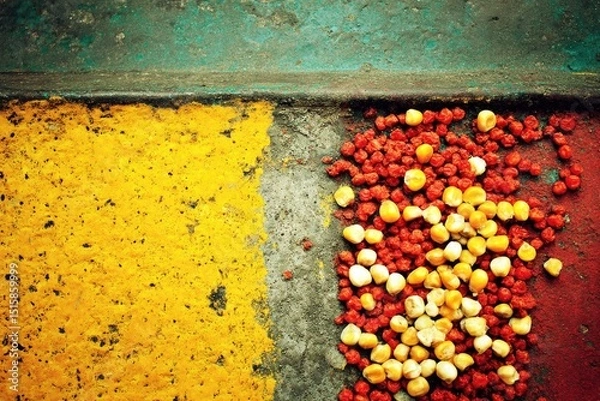 Fototapeta Vibrant Culinary Spices Arrayed In Diverse Sections