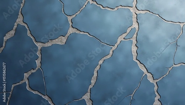 Obraz Cracked Blue Surface with Concrete Fills Texture Background Design
