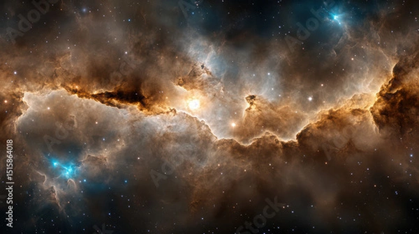 Fototapeta Stunning cosmic scene featuring iridescent galaxy formations with intense color contrasts