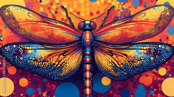 Obraz Vibrant Dragonfly Illustration AI Generative