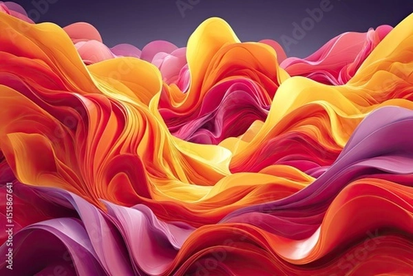 Fototapeta Vivid Abstract Landscape of Colorful Flowing Forms