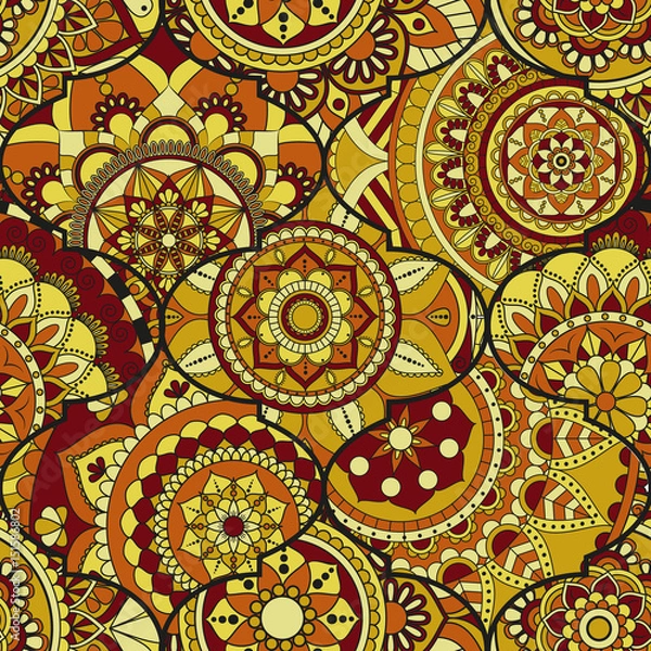 Fototapeta Patchwork pattern. Vintage decorative elements. Hand drawn background. Islam, Arabic, Indian, ottoman motifs. Perfect for printing on fabric or paper.