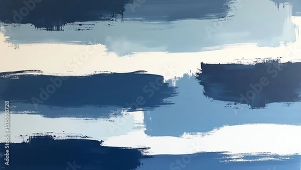 Obraz Abstract Art Painting Featuring Brush Strokes in Shades of Blue