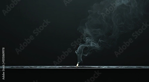 Obraz Matchstick smoke on dark surface