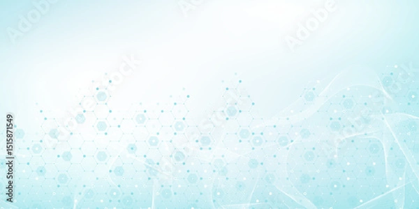 Obraz Modern health care or medical background design. Health care innovation concept. Horizontal header web banner. Abstract geometric background with hexagon shapes for medicine, science, chemistry.