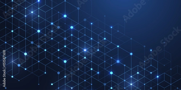 Fototapeta Abstract digital blockchain cube blocks concept. 3D big data cubes quantum computer technology idea. Artificial intelligence data core cubes design element