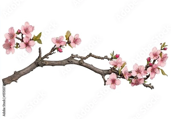 Obraz Delicate branch with clusters of pale pink blossoms