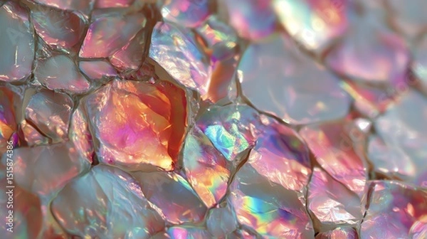 Obraz Colorful mineral fragments with iridescent textures on a white isolated background.