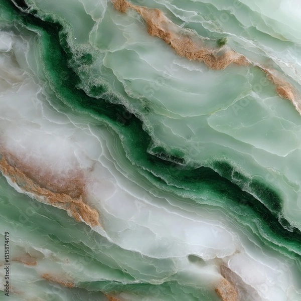 Obraz Elegant green and white marble texture for backgrounds and design elements.