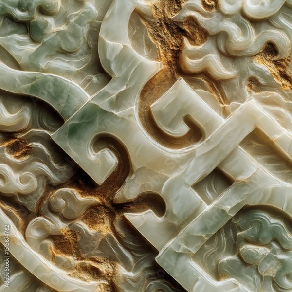 Obraz Intricate jade carving with traditional patterns and textures.