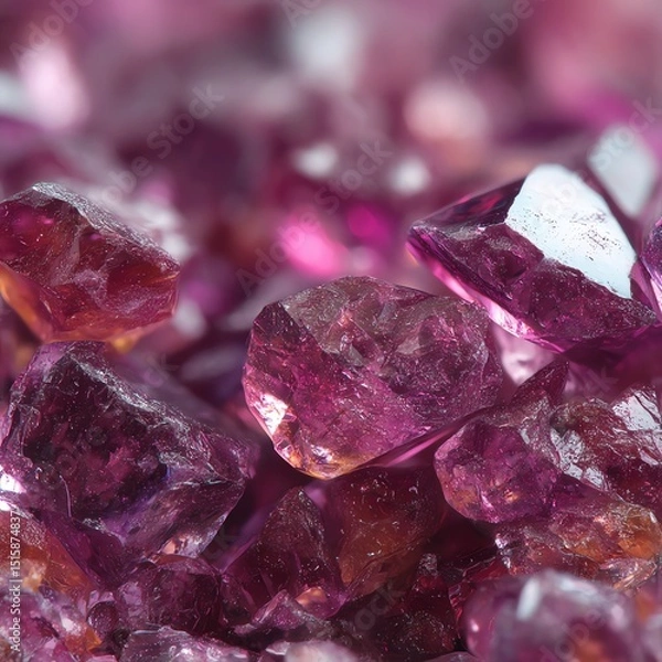 Obraz Precious pink gemstones, sparkling under light, white isolate background.