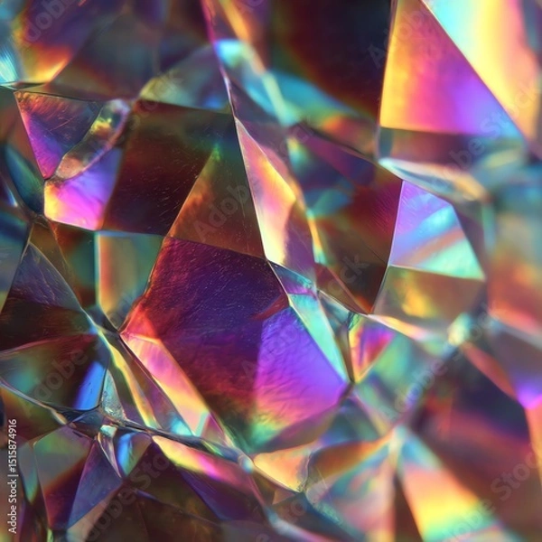 Obraz Colorful iridescent crystal texture, white isolated background