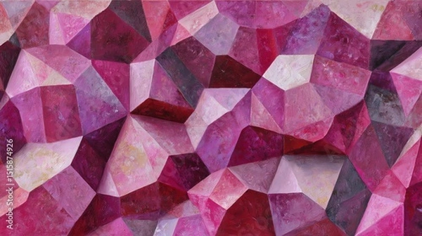 Obraz Abstract pink crystal facets, vibrant textures, artistic background.
