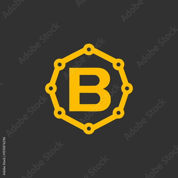 Obraz letter B blockchain cryptocurrency company logo vector illustration template design