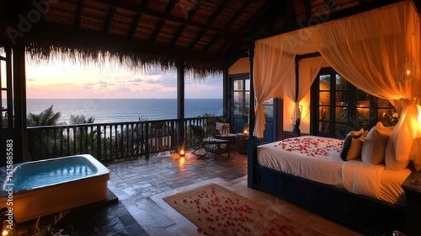 Fototapeta Romantic Ocean View Suite: Luxury Getaway