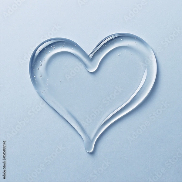 Obraz Love-Shaped Cream Gel Smears on Neutral Background – Minimalist Glossy Texture for Luxury Skincare or Cosmetic Product Mockups	