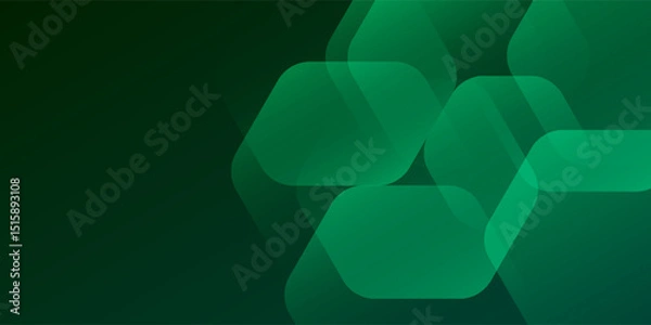 Fototapeta Green abstract background with geometric shapes gradient color for presentation design. Suit for business, corporate, institution, conference, party, festive, seminar, and talks.