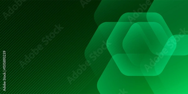 Fototapeta Green abstract background with geometric shapes gradient color for presentation design. Suit for business, corporate, institution, conference, party, festive, seminar, and talks.