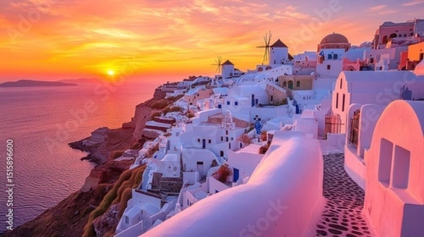 Fototapeta Oia, Santorini Sunset: Aegean Sea Paradise