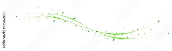 Fototapeta Png Wind Swirl with Green Leaves and Sparkles – Abstract Eco Background, Nature Breeze Motion, White Isolated Design, Shiny Flying Particles, Organic Energy Flow, Leafy Decorative Element PNG.