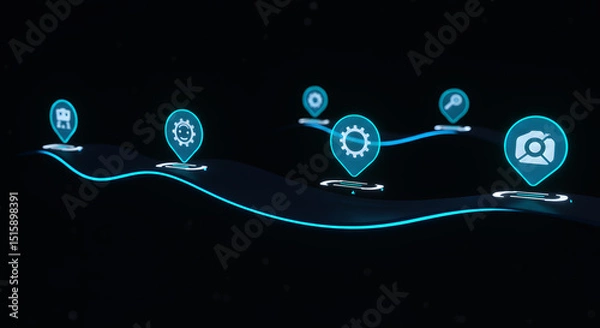 Fototapeta Futuristic Control Panel Digital Security Interface