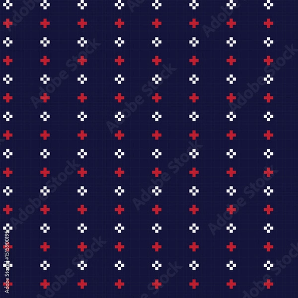 Fototapeta Red Argyle Fair Isle Seamless Pattern Design