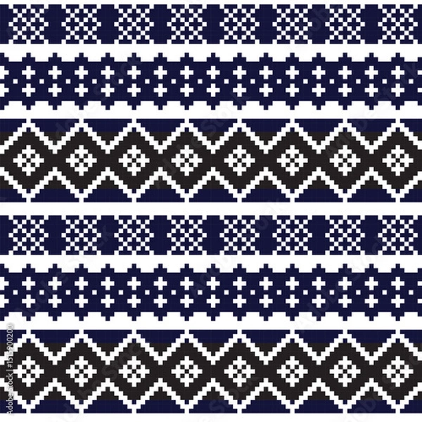 Fototapeta Blue Argyle Fair Isle Seamless Pattern Design