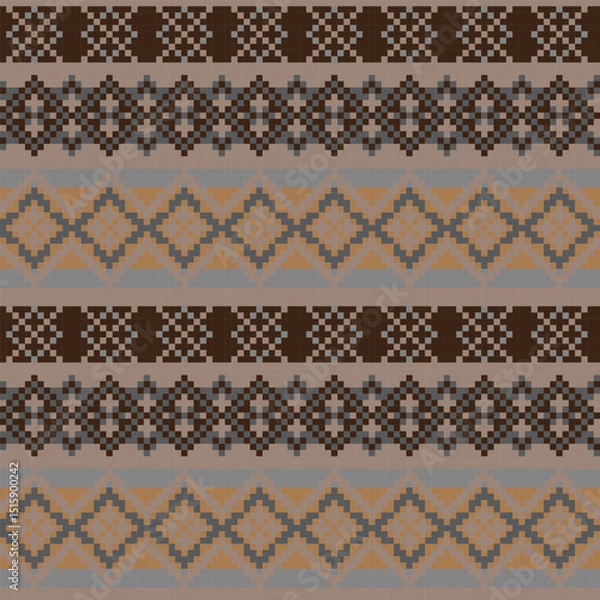 Fototapeta Neutral Colour Argyle Fair Isle Seamless Pattern Design