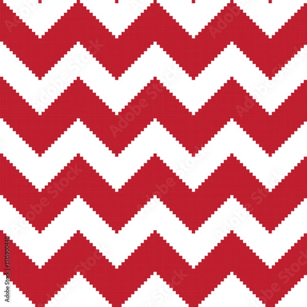 Fototapeta Red Chevron Fair Isle Seamless Pattern Design