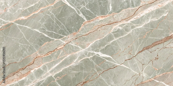 Fototapeta Pale green marble with subtle pink and coral veining, featuring delicate flowing patterns and white accents in soft natural tones