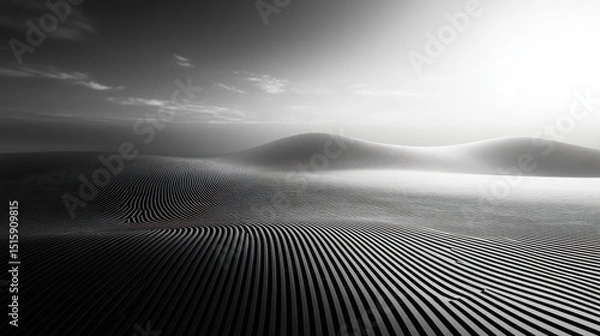 Fototapeta Monochromatic Desert Landscape: A Study in Lines and Light
