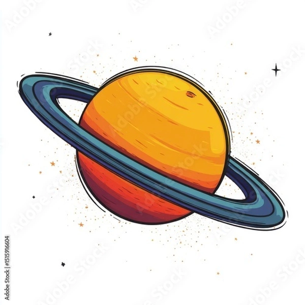 Fototapeta Vibrant illustration of a ringed planet in space