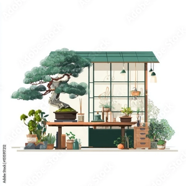 Fototapeta A serene bonsai enclosure