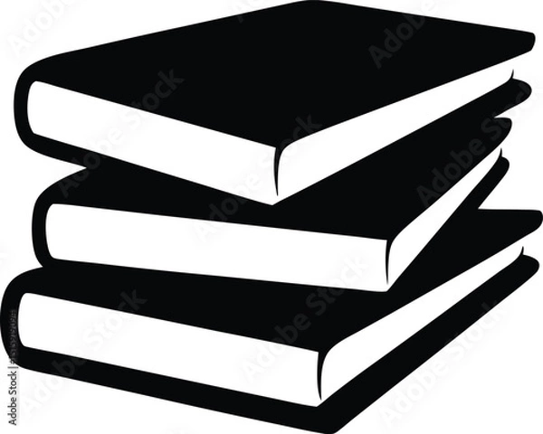 Obraz Stack of black books silhouette vector, Books icon, Book stack silhouette vector