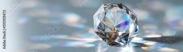 Obraz Crystal gem with light reflections, white isolate background