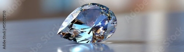 Obraz A sparkling diamond resting on a reflective surface.