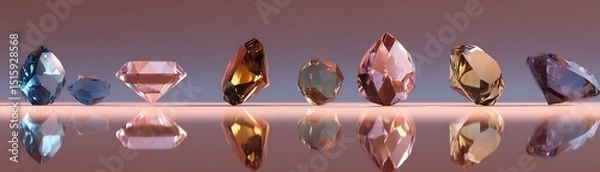 Obraz Colorful gemstones arranged elegantly on a reflective surface.